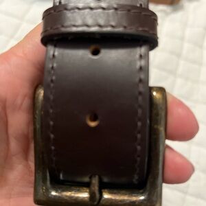 Rich Brown Leather Belt with Antique Buckle Made in the USA